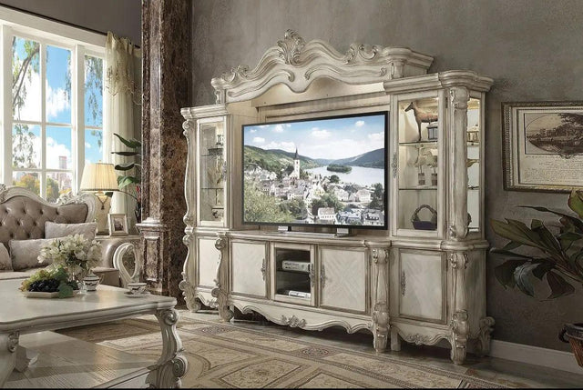 Versailles Entertainment Center in Bone White Finish by Acme Furniture Acme Furniture