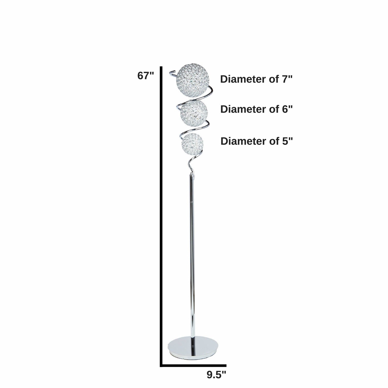 Vertical Crystal Sphere Floor Lamp // 3 Light - Home Elegance USA