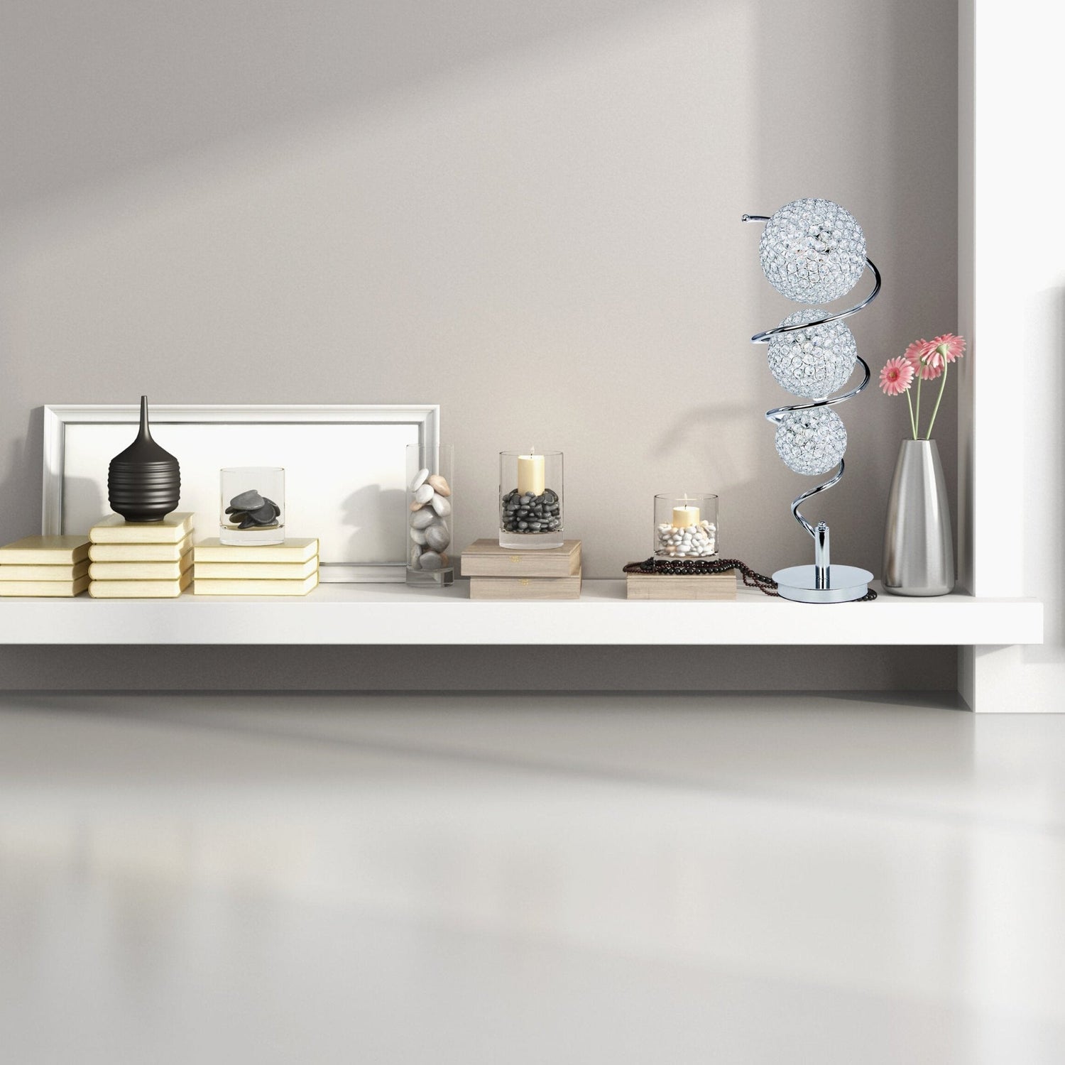 Vertical Crystal Sphere Table Lamp // 3 Light - Home Elegance USA