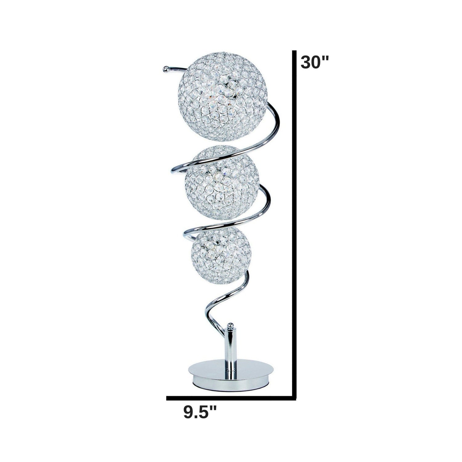 Vertical Crystal Sphere Table Lamp // 3 Light - Home Elegance USA