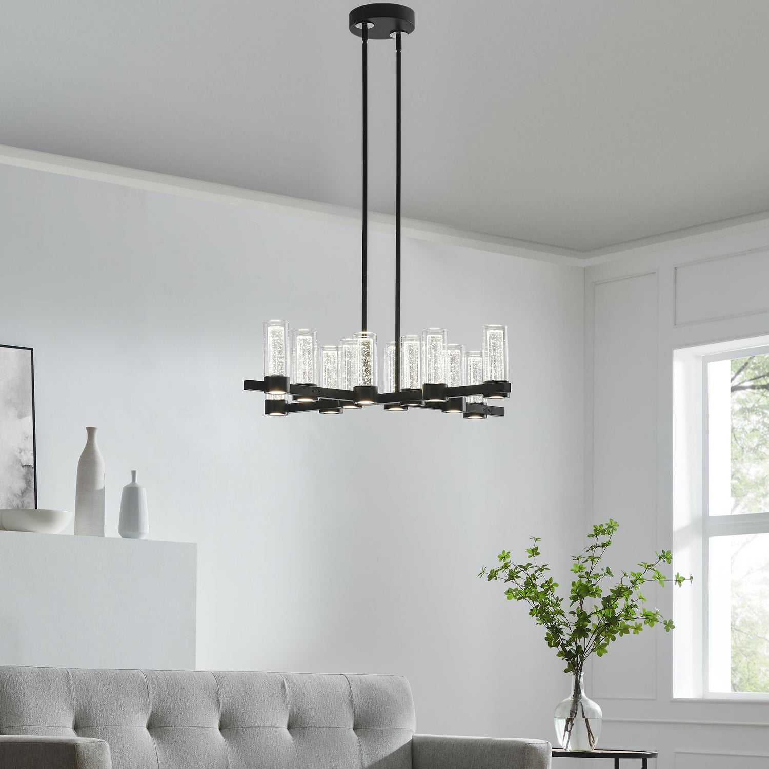 Victory 12 Light Chandelier //  Matte Black - Home Elegance USA