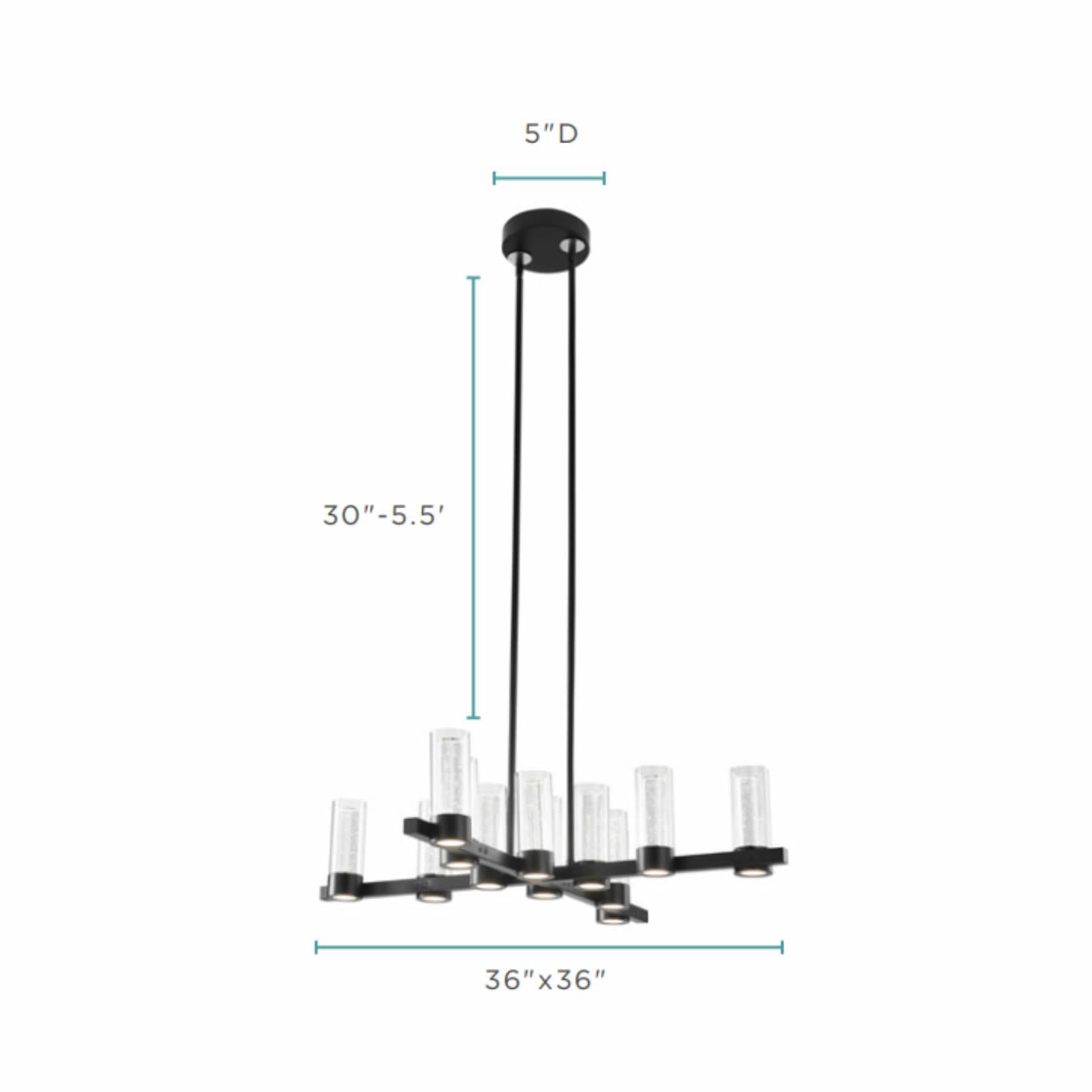 Victory 12 Light Chandelier //  Matte Black - Home Elegance USA