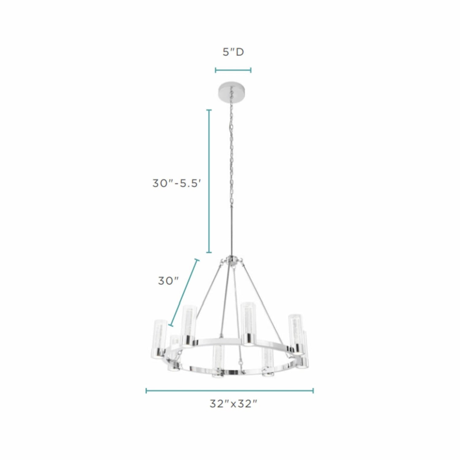 Victory 8 Light Chandelier //  Chrome - Home Elegance USA