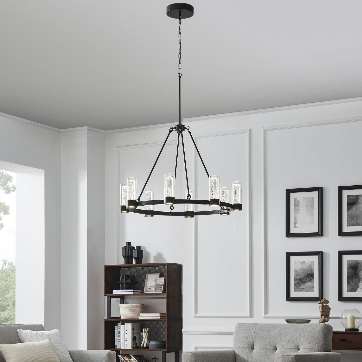 Victory 8 Light Chandelier //  Matte Black - Home Elegance USA