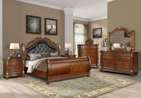 Viviana 6Pc Traditional Bedroom Set in Caramel Finish by Cosmos Furniture Cosmos Furniture