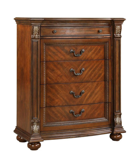 Viviana 6Pc Traditional Bedroom Set in Caramel Finish by Cosmos Furniture Cosmos Furniture