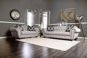 Viviana Transitional Sofa and Loveseat in Gray Linen-like Fabric by Furniture of America