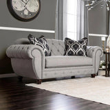 Viviana Transitional Sofa and Loveseat in Gray Linen-like Fabric by Furniture of America Furniture of America