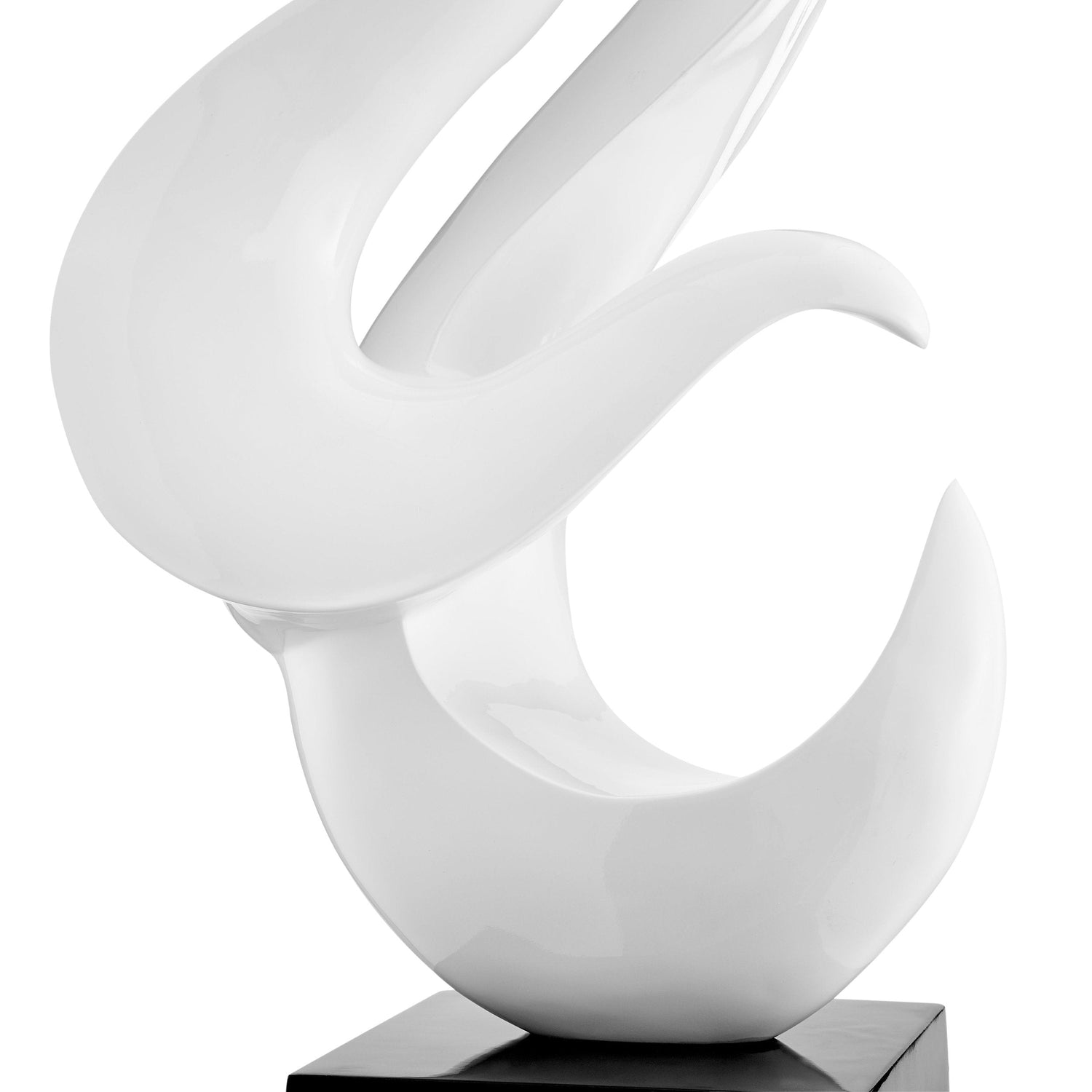 White Flame Floor Sculpture With Black Stand, 65" Tall - Home Elegance USA