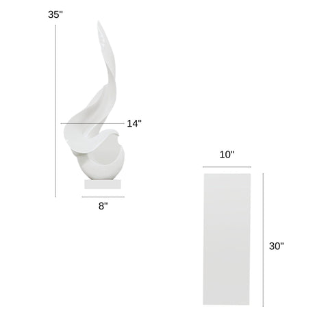White Flame Floor Sculpture With Black Stand, 65" Tall | Finesse