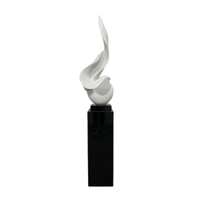 White Flame Floor Sculpture With Black Stand, 65" Tall | Finesse