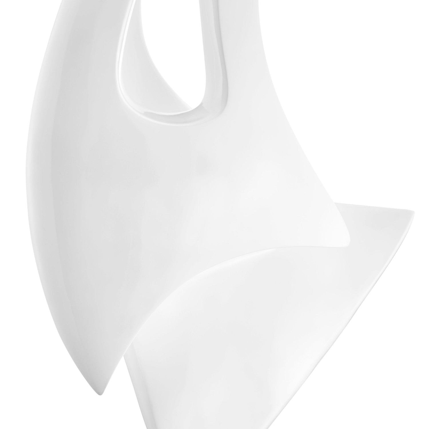 White Sail Floor Sculpture With Black Stand, 70" Tall - Home Elegance USA