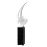 White Sail Floor Sculpture With Black Stand, 70" Tall - Home Elegance USA