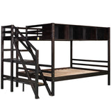 Twin over Full Bunk Bed with Staircase and Built-in Storage Cabinets,Espresso - Home Elegance USA
