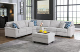 Leo Light Gray Linen 7Pc Modular L-Shape Sectional Sofa and Ottoman - Home Elegance USA