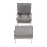 The Spindal Chair Velvet Accent Chair with Ottoman, Modern Lounge Accent Chair with Armrests pad, Reading Chair with Footrest for Small Space, Living room, White+Gray - Home Elegance USA