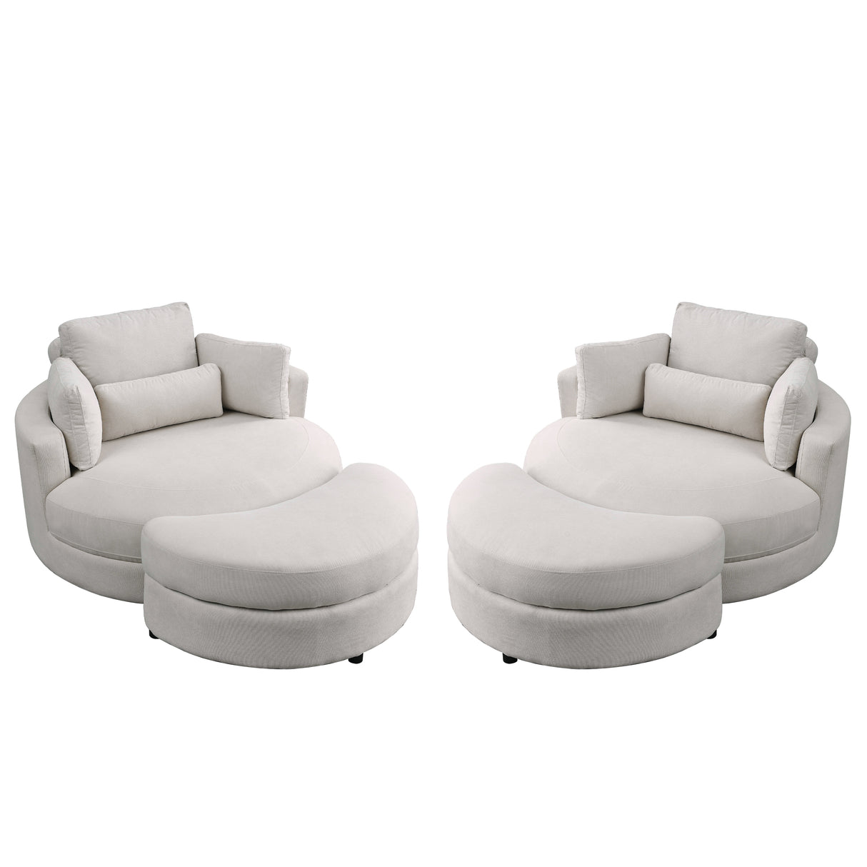 [Video] Welike Swivel Accent Barrel Modern Sofa Lounge Club Big Round Chair with Storage Ottoman Linen Fabric for Living Room Hotel with Pillows . *2PCS Home Elegance USA