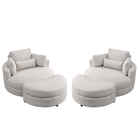 [Video] Welike Swivel Accent Barrel Modern Sofa Lounge Club Big Round Chair with Storage Ottoman Linen Fabric for Living Room Hotel with Pillows . *2PCS Home Elegance USA