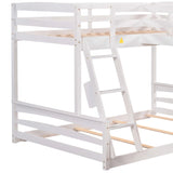 Twin over Full Bunk Bed with Twin Size Loft Bed with Desk and Slide,Full-Length Guardrail, White - Home Elegance USA