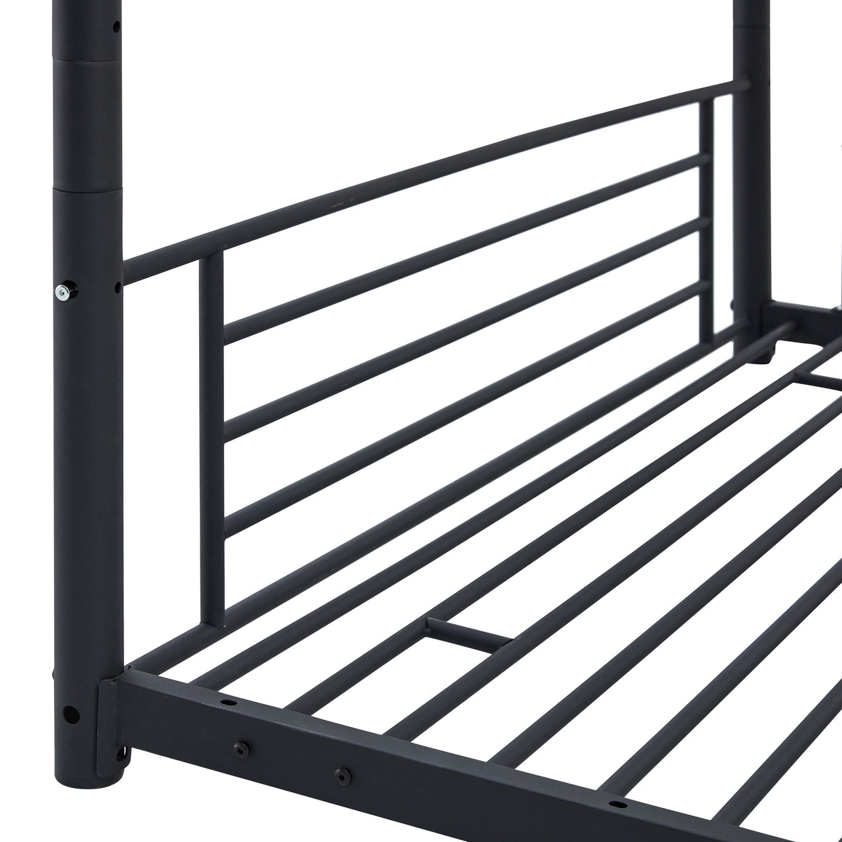 Full-Full-Full Metal  Triple Bed  with Built-in Ladder, Divided into Three Separate Beds,Black - Home Elegance USA