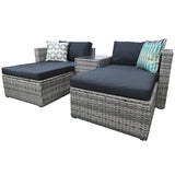 5 Pieces Wicker Sofa Set Grey Wicker+ Grey Cushion with Weather Protecting Cover