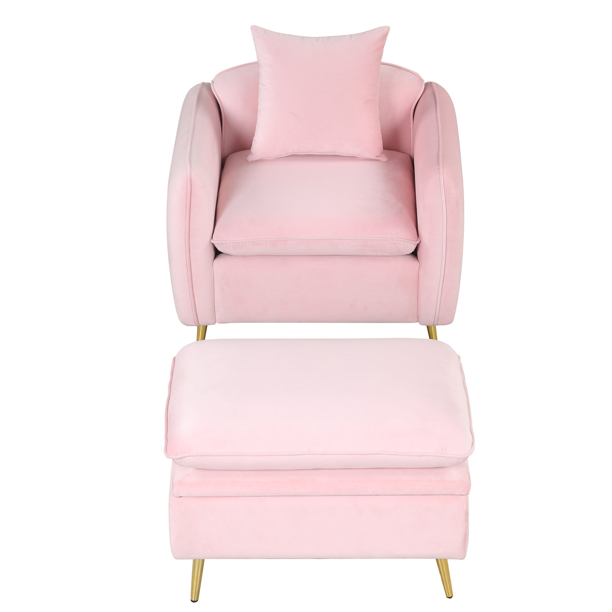 35.2" Modern Accent Chair,Single Sofa Chair with Ottoman Foot Rest and Pillow for Living Room Bedroom Small Spaces Apartment Office,Pink - Home Elegance USA