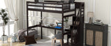 Twin Size Loft Bed with Storage Staircase and Built-in Desk, Espresso (Old SKU:GX000903AAP) - Home Elegance USA