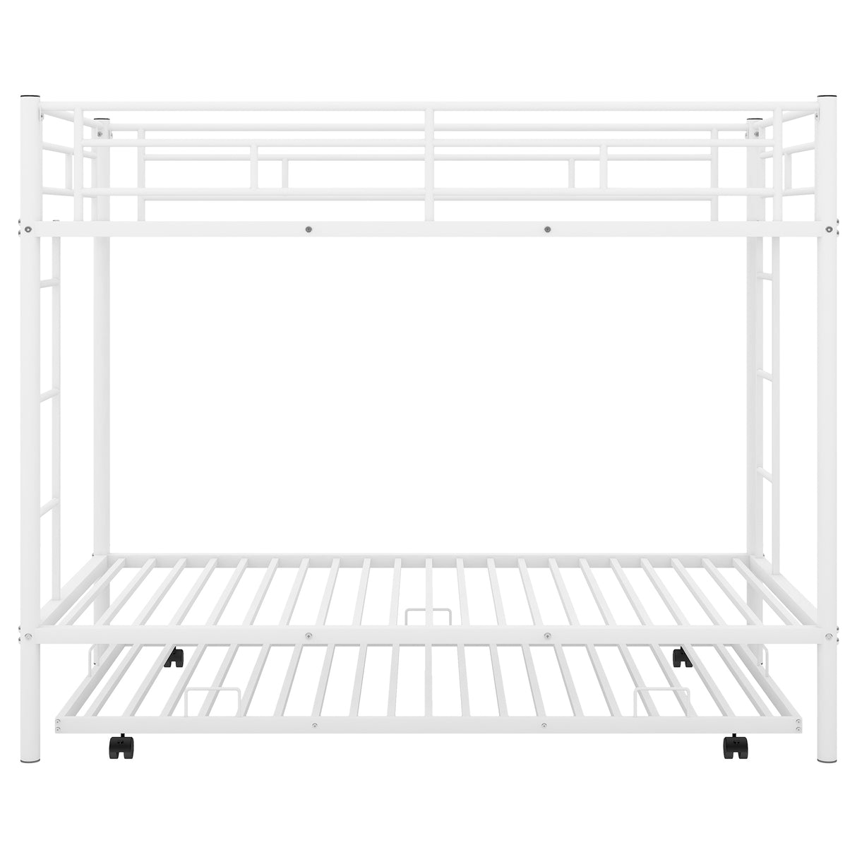 Twin over Twin Bunk Bed with Trundle, White - Home Elegance USA