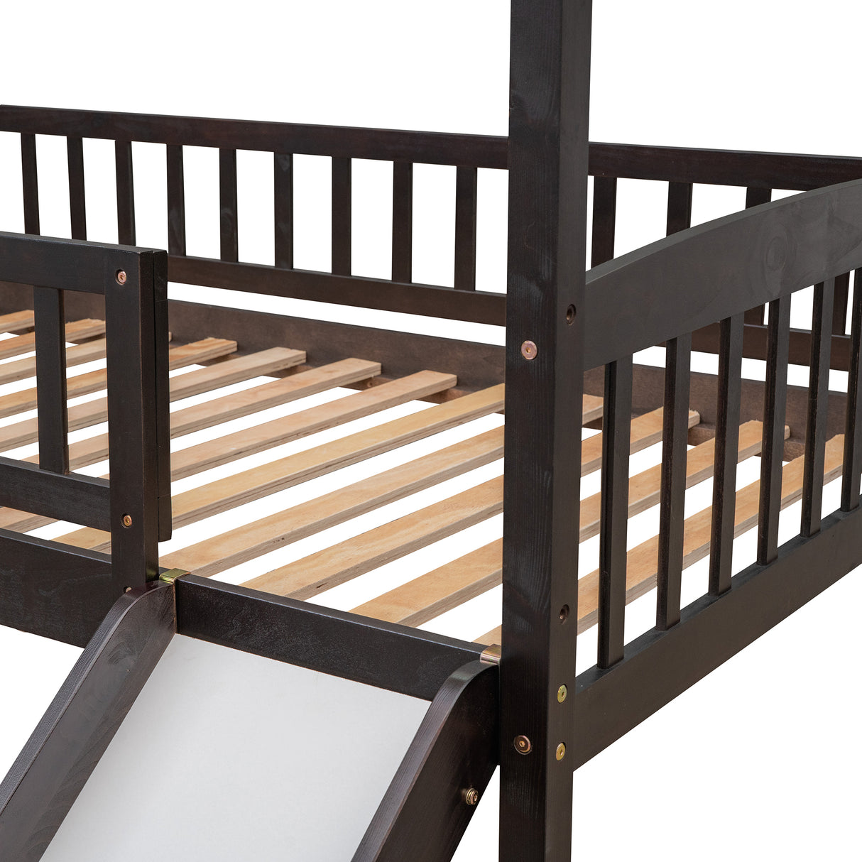Twin Loft Bed with Slide, House Bed with Slide,Espresso(OLD SKU :LT000212AAP) - Home Elegance USA