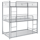 Metal Twin Size Triple Bunk Bed, Silver - Home Elegance USA