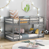 Twin Over Twin Bunk Bed with Ladder, Gray（OLD SKU：WF282787AAE） - Home Elegance USA