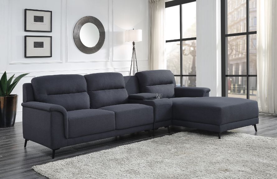 Walcher - Sectional Sofa - Gray Linen - Home Elegance USA