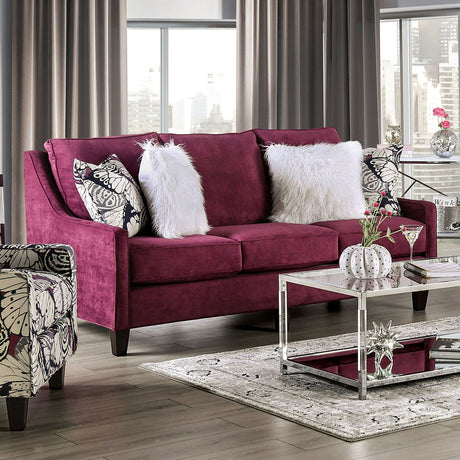 Jillian - Sofa & Loveseat - Plum / Ivory / White - Home Elegance USA