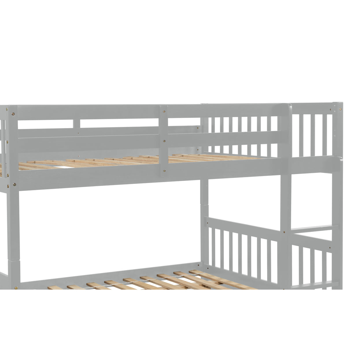 Full Over Full Bunk Bed with Trundle, Convertible to 2 Full Size Platform Bed, Full Size Bunk Bed with Ladder and Safety Rails for Kids, Teens, Adults,Grey (Old Sku:W504S00003) - Home Elegance USA