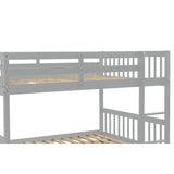 Full Over Full Bunk Bed with Trundle, Convertible to 2 Full Size Platform Bed, Full Size Bunk Bed with Ladder and Safety Rails for Kids, Teens, Adults,Grey (Old Sku:W504S00003) - Home Elegance USA