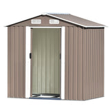 TOPMAX Patio 6ft x4ft Bike Shed Garden Shed, Metal Storage Shed with Lockable Door, Tool Cabinet with Vents and Foundation for Backyard, Lawn, Garden, Brown