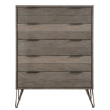 Contemporary Three-Tone Gray Finish Chest of Drawers Perched atop Metal Legs Acacia Veneer Modern Bedroom Furniture - Home Elegance USA