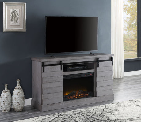 ACME Amrita TV Stand w/Fireplace, Gray Oak 91616 Home Elegance USA