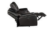 Hong Kong 3 Piece Power Reclining Sofa Set made with Faux Leather in Black Home Elegance USA