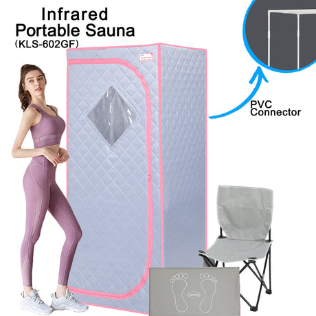 Portable Full Size Grey Infrared Sauna tent–Personal Home Spa, with Infrared Panels, Heating Foot Pad,Controller, Foldable Chair ,Reading light.Easy to Install.Fast heating, with FCC Certification