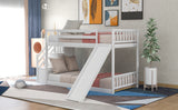 Twin over Twin Bunk Bed with Convertible Slide and Stairway, White - Home Elegance USA