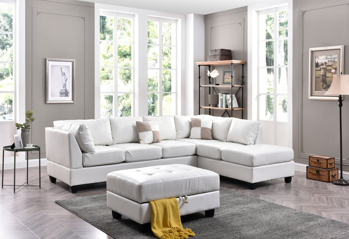 Glory Furniture Malone G647B-SC Sectional ( 3 Boxes) , WHITE - Home Elegance USA