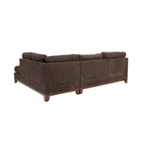 Chenille Reversible Sectional Sofa with Ottoamn in Dark Coffee - Home Elegance USA