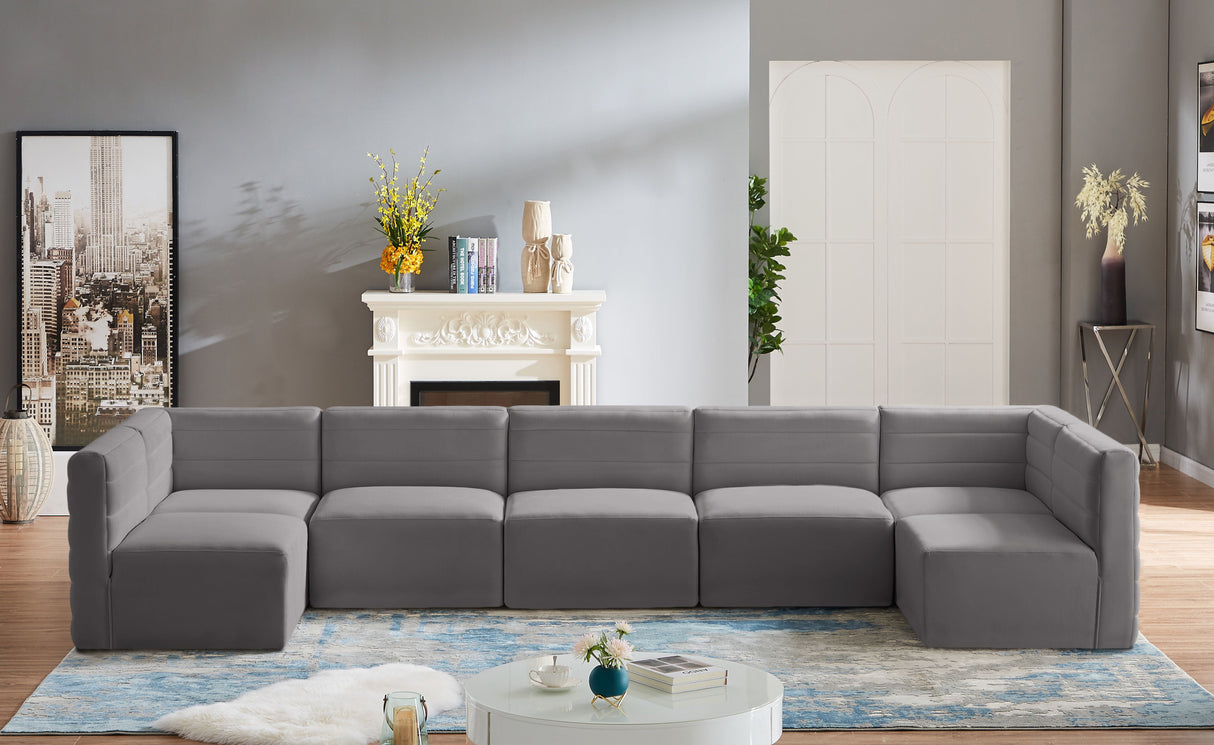 Quincy - Modular Sectional 7 Piece - Grey - Fabric - Home Elegance USA