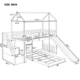 Twin Over Twin Bunk Bed with Two Drawers and Slide, House Bed with Slide, White(OLD SKU :LP000129AAE) - Home Elegance USA