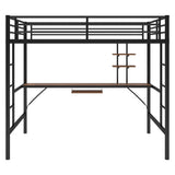 Loft Bed with Desk and Shelf , Space Saving Design,Full,Black (OLD SKU:MF285665AAB) - Home Elegance USA