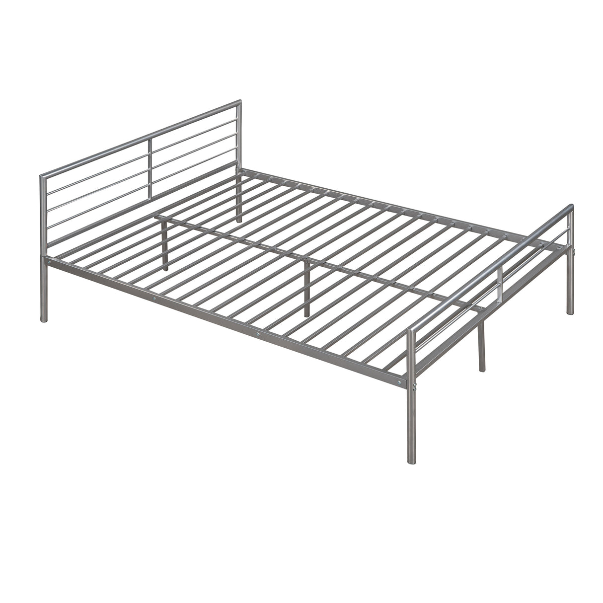 Twin Over Full Metal Bunk Bed with Desk, Ladder and Quality Slats for Bedroom, Metallic Silver（OLD SKU :LP000092AAN） - Home Elegance USA