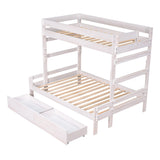 Twin over Full Wood Bunk Bed with 2 Drawers, White - Home Elegance USA