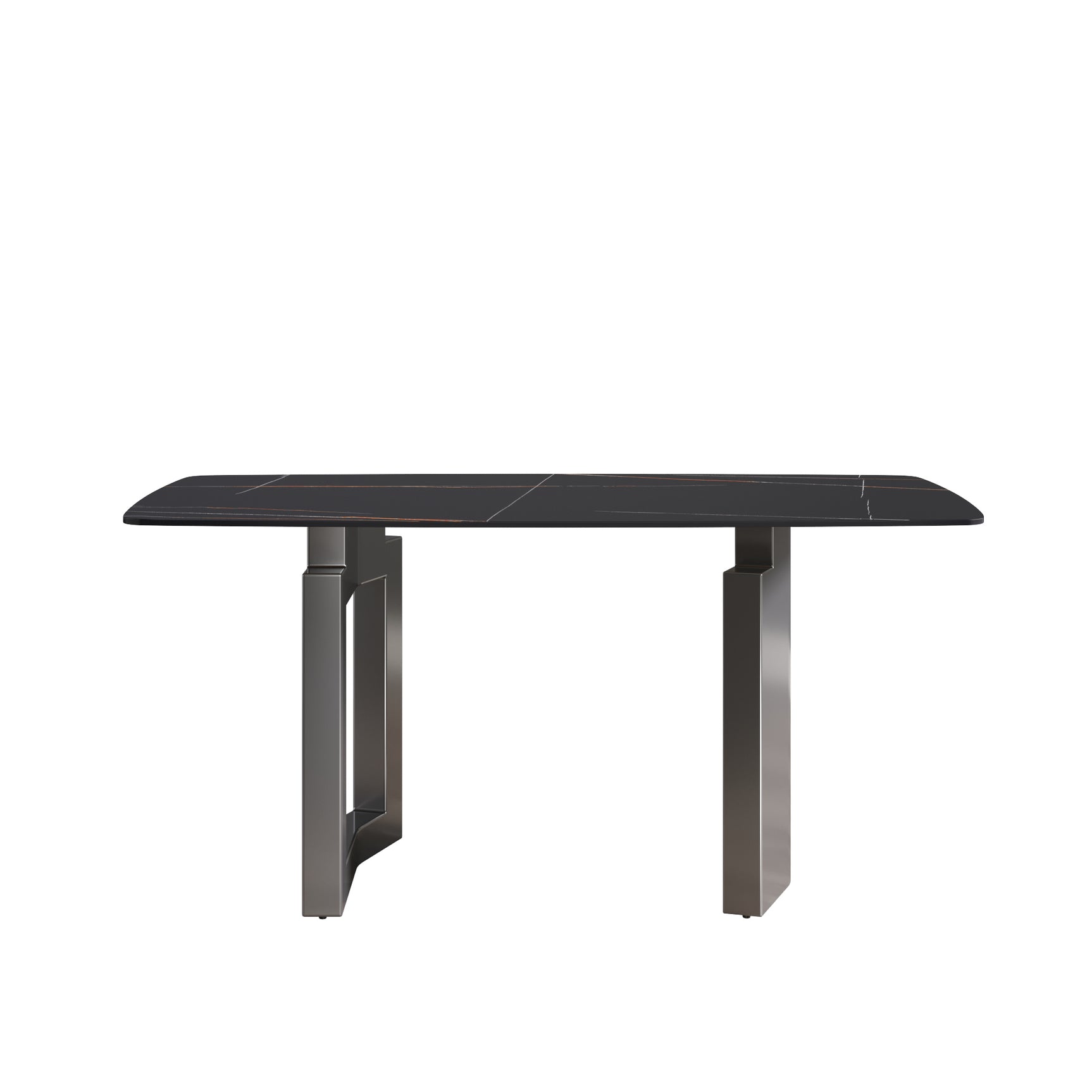 63"Modern artificial stone black curved black metal leg dining table - 6 people - W1535S00161 - image - 4