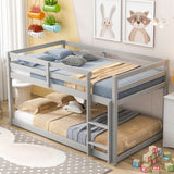 Twin over Twin Floor Bunk Bed,Grey(Old Sku:W50430319) - Home Elegance USA